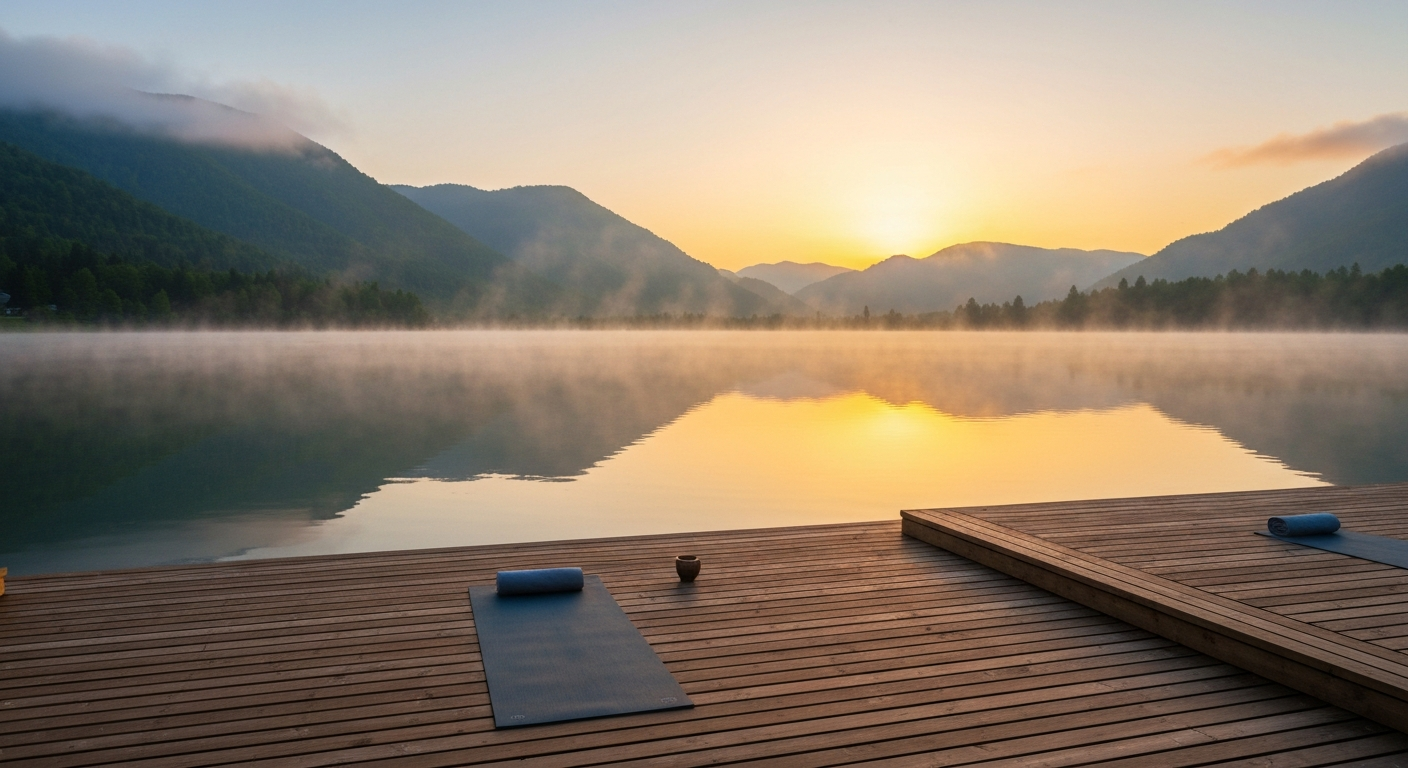 Yoga deck at sunrise